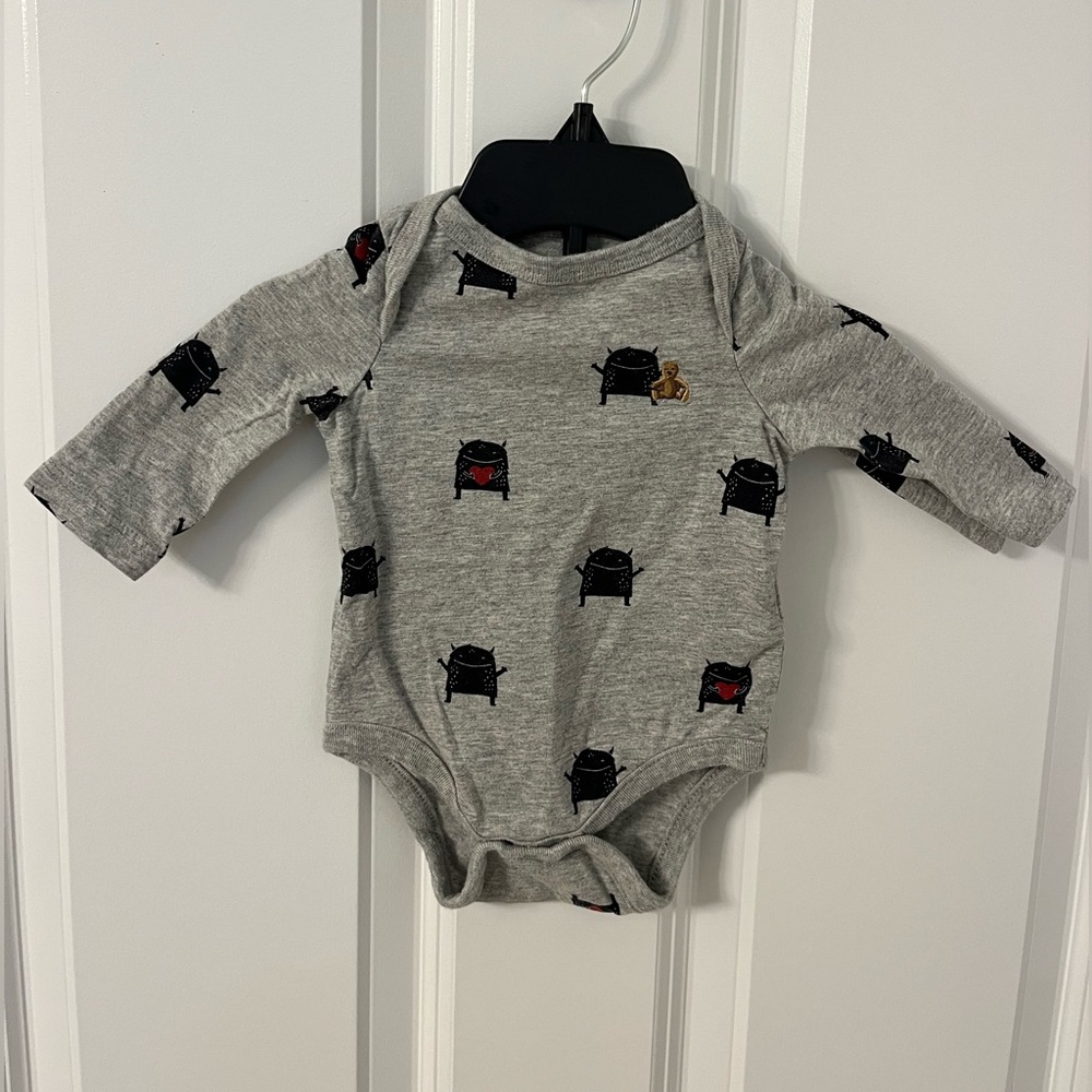 Baby Gap Monster Heart Long Sleeve Onesie Size 0-3Months